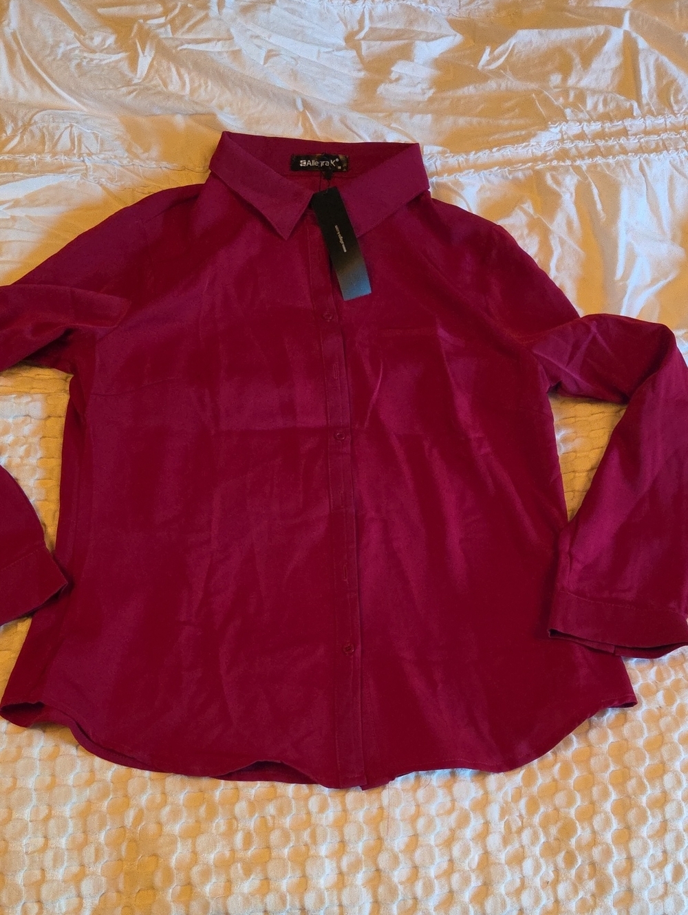 Allegra K Fuchsia Button-Front Blouse